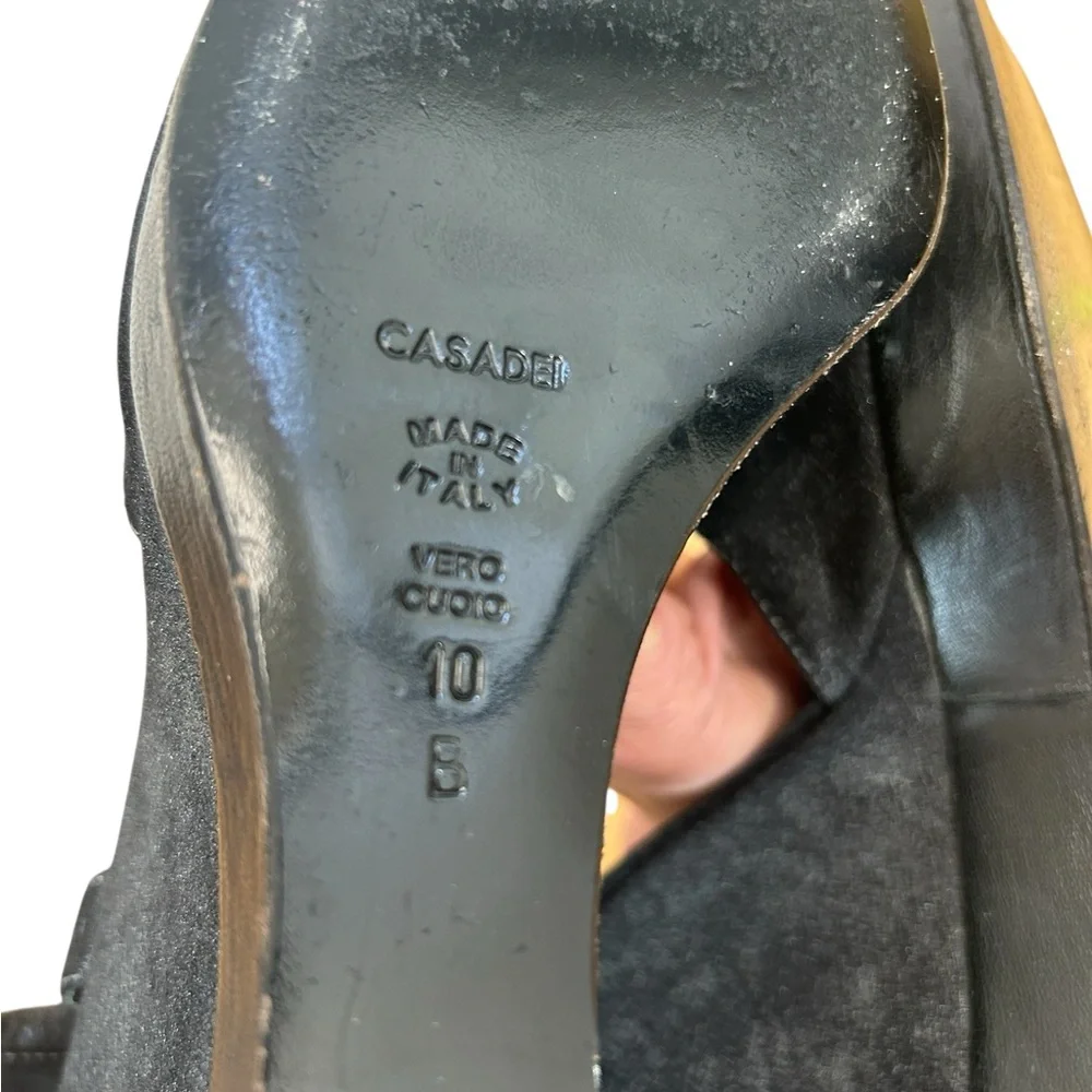Casadei Black Shimmery Suede Platform Wedges size 10 - Picture 6 of 8